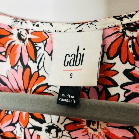 Cabi Size Small Layered Seraphina Sleevless Top Pink Ruffle V-Neck Blouse Floral - Picture 4 of 6